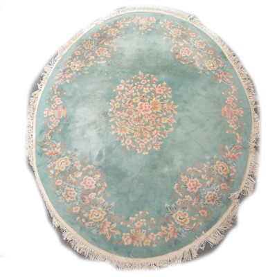 Lot 670 - Chinese sculptured wool oval rug