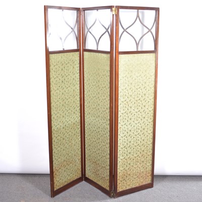 Lot 482 - Edwardian mahogany three-fold screen.