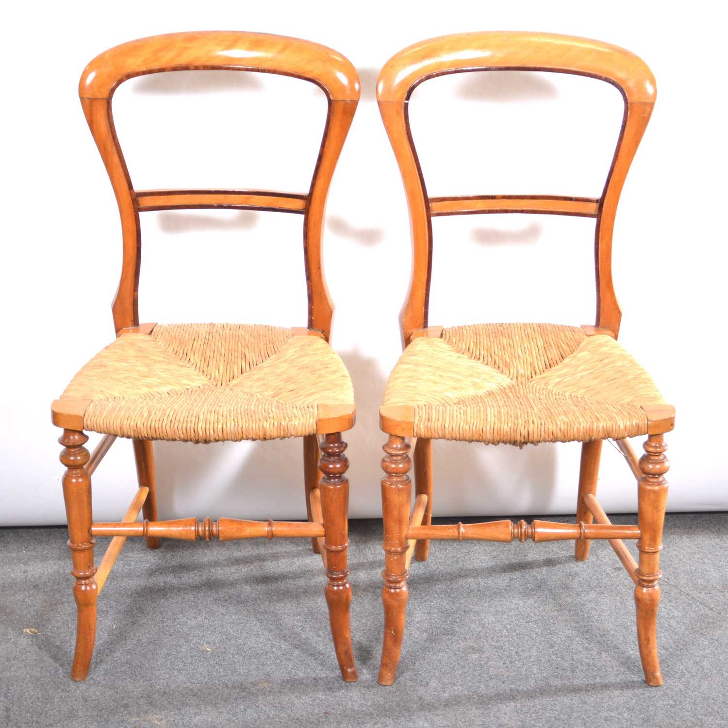 Lot 478 - Pair of Edwardian satin beech bedroom chairs