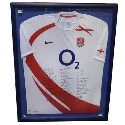 Lot 85 - Two signed England rugby shirts