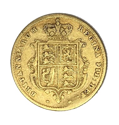 Lot 102 - Queen Victoria gold half Sovereign coin, 1856