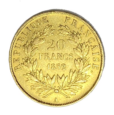 Lot 116 - French Republic 20 Franc gold coin, 1852