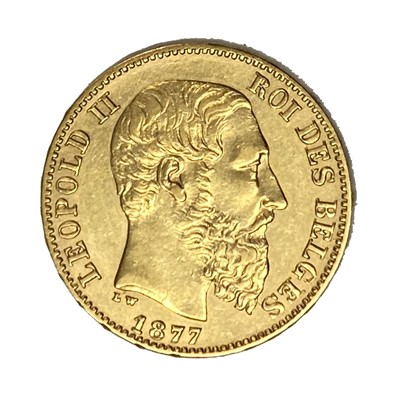 Lot 120 - Belgium, 20 Franc gold coin, Leopold II, 1877