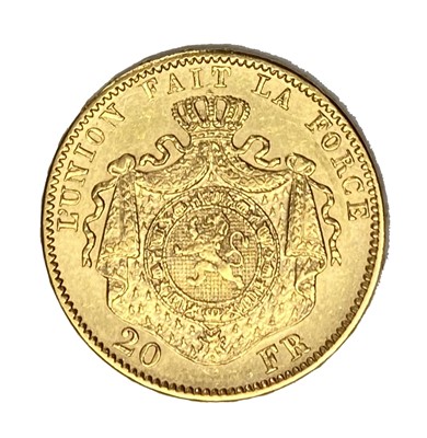 Lot 120 - Belgium, 20 Franc gold coin, Leopold II, 1877