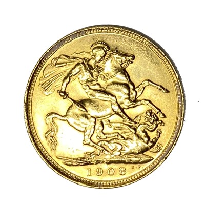 Lot 25 - Edward VII gold Sovereign coin, 1908, Sydney mint