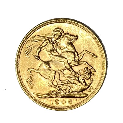 Lot 22 - Edward VII gold Sovereign coin, 1906
