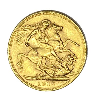 Lot 45 - George V gold Sovereign coin, 1912, Melbourne mint