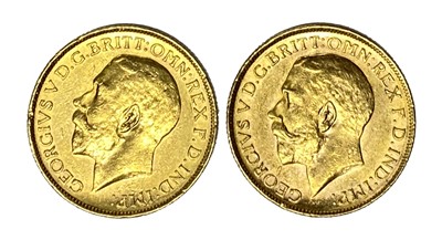 Lot 55 - George V two gold Sovereign coins, 1918, Melbourne mint