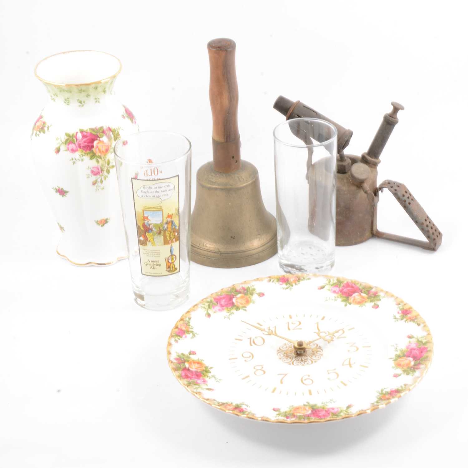 Lot 13 - Champagne flutes and coupes, Royal Albert 'Old Country Roses' and other ceramics and metalwares.