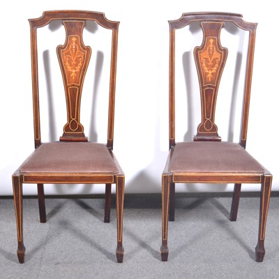 Lot 258 - Pair of Edwardian inlaid mahogany single chairs