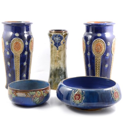 Lot 36 - Royal Doulton and Doulton Lambeth vases and bowls.