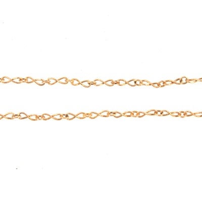 Lot 207 - A yellow metal figure of eight link necklace testing as gold.