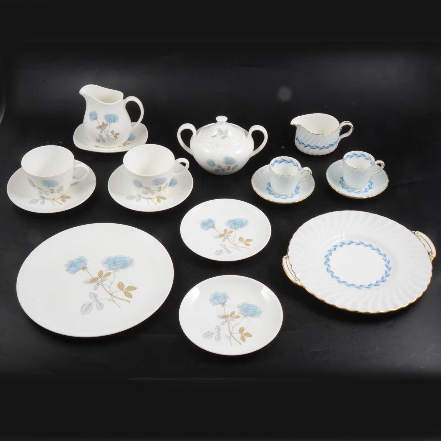 Lot 39 - Minton "Cheviot" part coffee set and Wedgwood "Ice Rose" part dinner service.