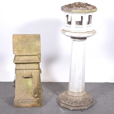 Lot 409 - Old chimney pot and a Japanese inspired concrete bird table