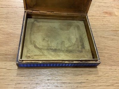 Lot 132 - Silver gilt and blue guilloche enamel box, import marks for P H Vogel & Co (probably), London 1922.