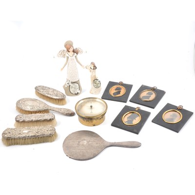 Lot 61 - Four silver-backed dressing table brushes, miniatures, etc