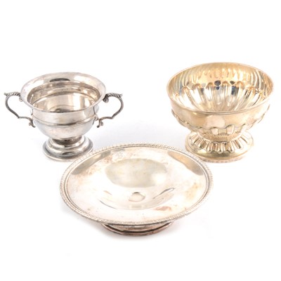 Lot 188 - Small rose bowl trophy "The Petrie Cup, small tazza, twin handled trophy.