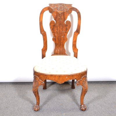 Lot 465 - SIngle Queen Anne style burr walnut dining chair