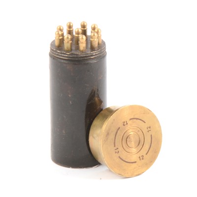 Lot 173 - Novelty brass shooting butt marker, designed as a shotgun cartridge