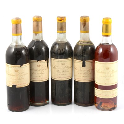 Lot 221 - Five bottles of Ch d'Yquem, Sauternes, various vintages.