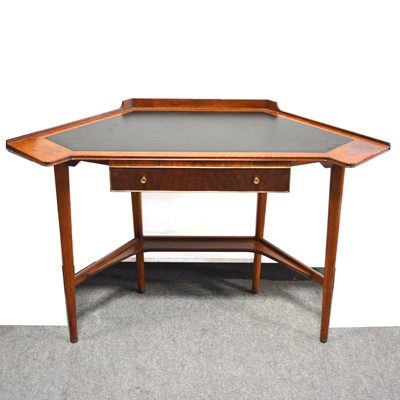 Lot 408 - 1960's teak corner writing desk