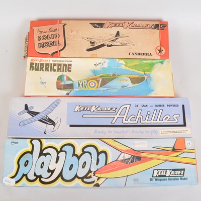 Lot 357 - 4 Keil Kraft kits: PLAYBOY, ACHILLES, HURRICANE, and CANBERA Non-flying.