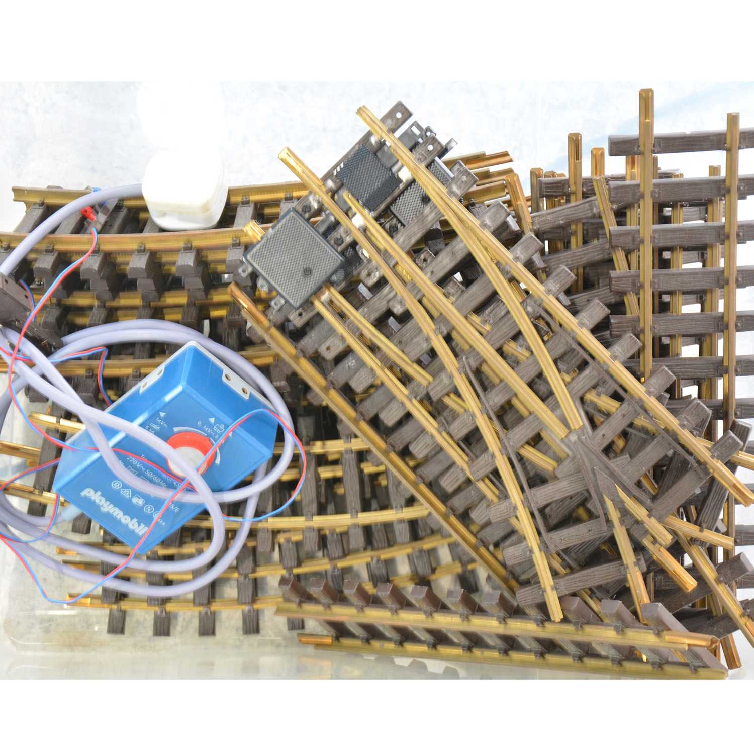 Lot 70 G scale Playmobil electric train set,