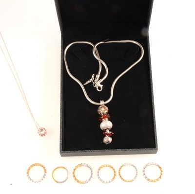 Lot 173 - Amore & Baci - a a silver necklace with beads and pendant and chain.