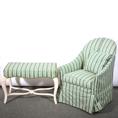 Lot 562 - Lady's easy chair and dressing stool, upholstered ensuite