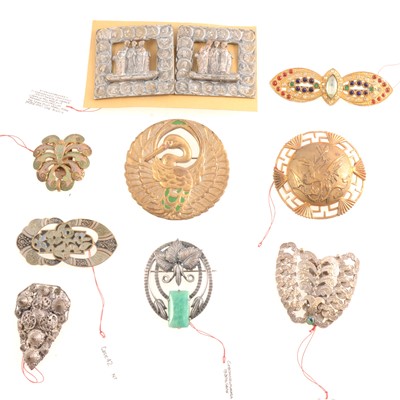 Lot 277 - Art Deco costume jewellery buckles, brooches, clips.