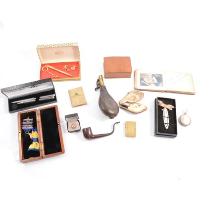 Lot 79 - Binoculars, ACC Distinguished Service Medal, Meerschaum pipe and other small items.