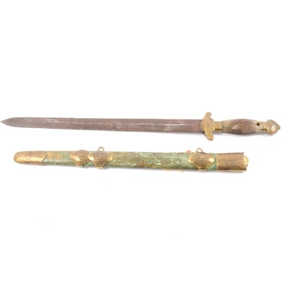 Lot 103 - Chinese brass mounted short sword, 19th century