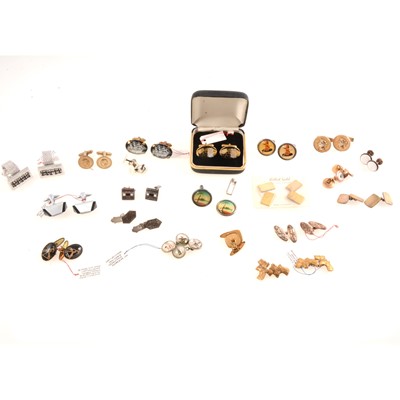 Lot 258 - Twenty pairs of vintage cufflinks, variety of themes.