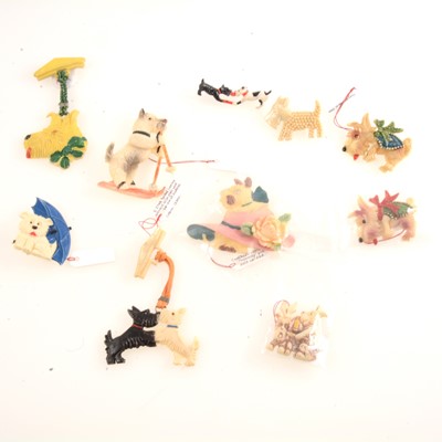 Lot 251 - Eleven novelty Scottie dog brooches, mostly celluloid.