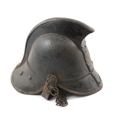 Lot 110 - Leather fire helmet, 19th century