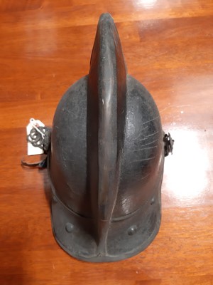 Lot 110 - Leather fire helmet, 19th century