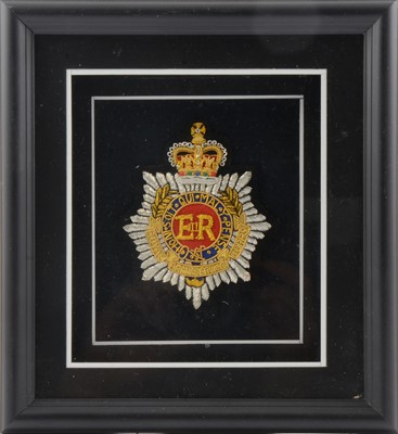 Lot 114 - R.A.C.S. Bullion badge in a glazed frame