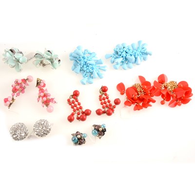 Lot 290 - Vintage plastic and sequin clip on earrings.