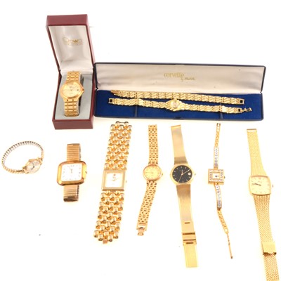 Lot 213 - Vintage gentleman's and lady's gilt metal wristwatches.