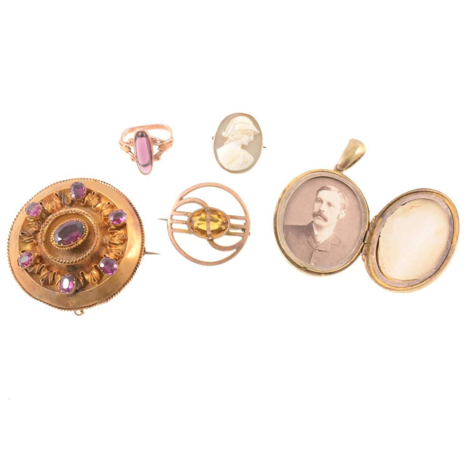 Lot 313 - Victorian target brooch , locket, cameo pin