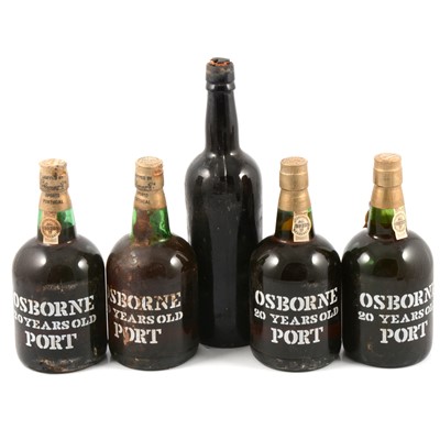 Lot 284 - Osborne 20 year old Port, unknown vintage, 4 bottles, and another bottle of port.