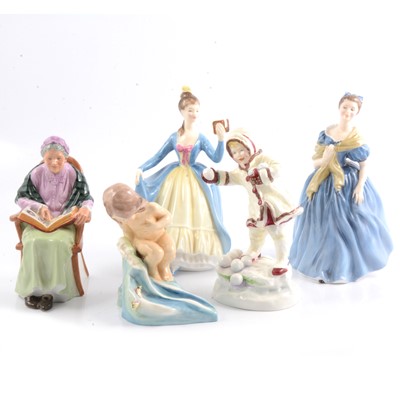 Lot 2 - Five Royal Doulton and Royal Worcester figurines.