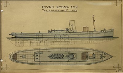 Lot 399 - Two Marine draftsman's drawings of river barges