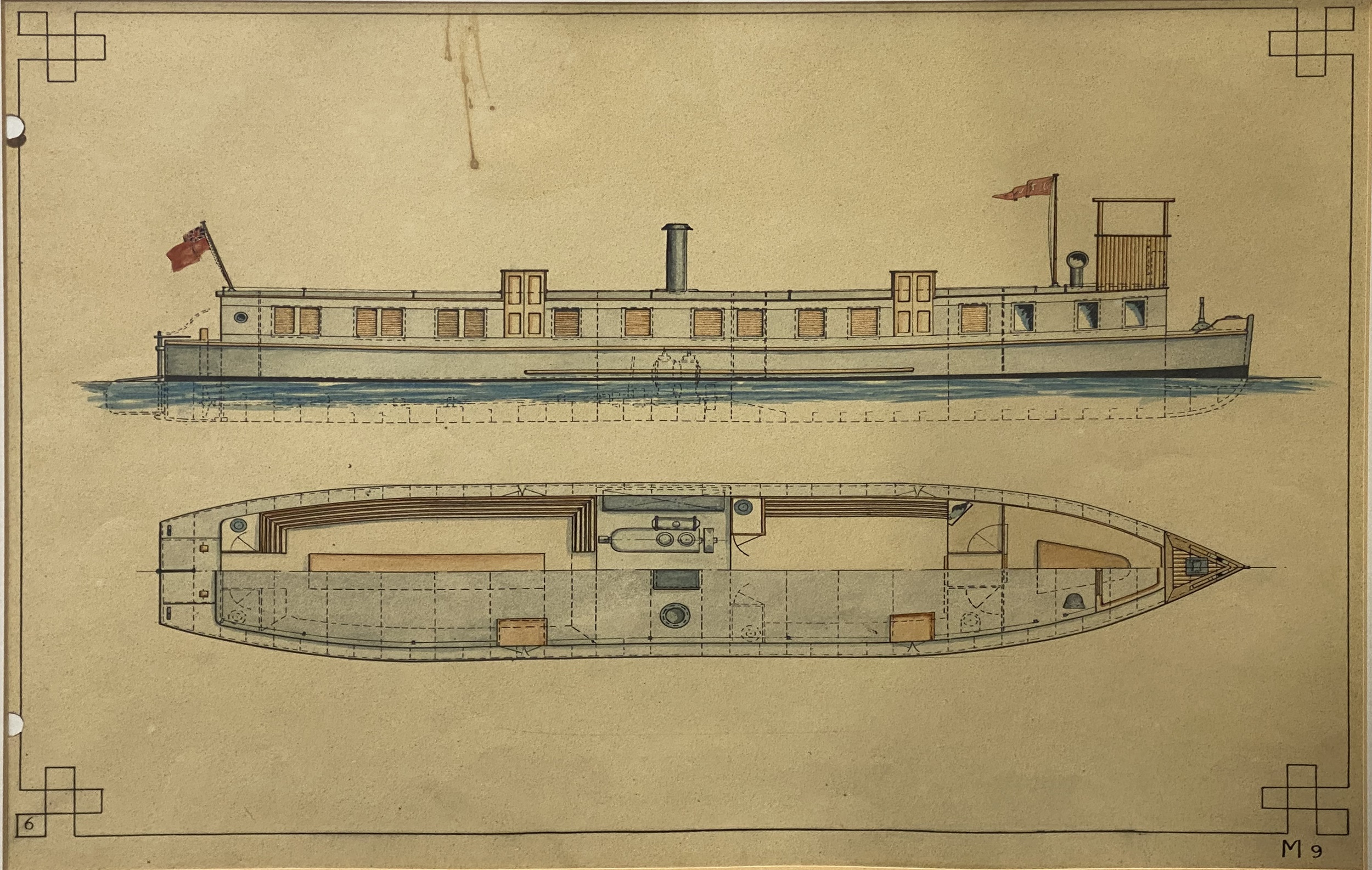 Lot 399 - Two Marine draftsman's drawings of river