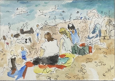 Lot 358 - Phyllis Pearsall - Three Shoreham Beach scenes, watercolour and ink