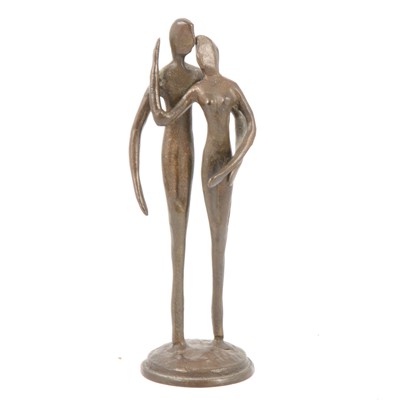 Lot 109 - British School, abstract figural group, patinated bronze