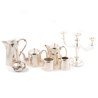 Lot 119 - Sheffield silver-plated four-piece Hotel Ware teaset, and other plated wares.