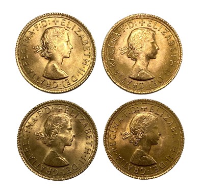 Lot 127 - Elizabeth II four gold Sovereign coins, 1965