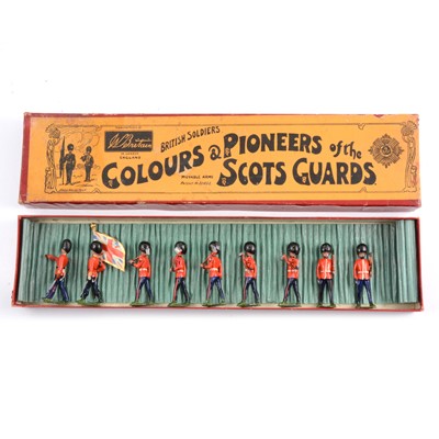 Lot 213 - Britains painted lead figures set, Colours & Pioneers of the Scots Guards set no.82