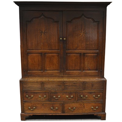 Lot 514 - Joined oak press cupboard, 18th Century